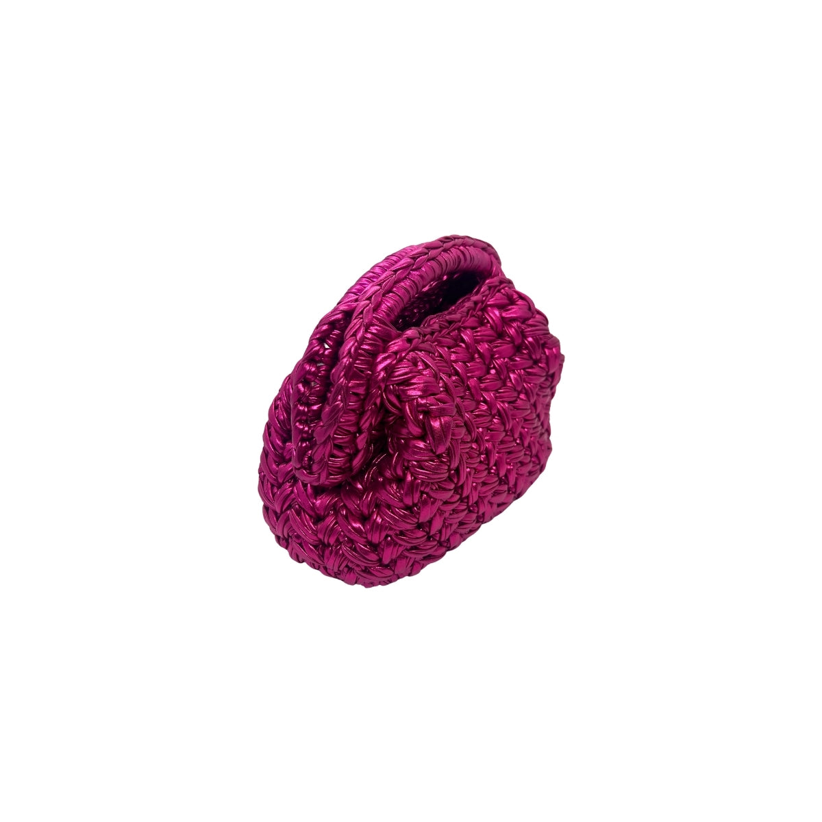 Get Over It Solea Metallic Fuchsia Leather Crochet Clutch Bag