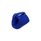 Get Over It Solea Metallic Royal Blue Leather Crochet Clutch Bag