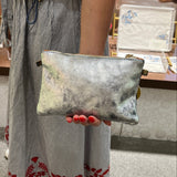 Shiny Metallic Leather Clutch