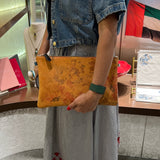 Floral Pattern and Metallic Leather Clutch