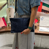 Floral Pattern and Metallic Leather Clutch