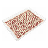 Inaash Fuchsia Cypress of Palestine Large Rectangle Plexi Tray in white background