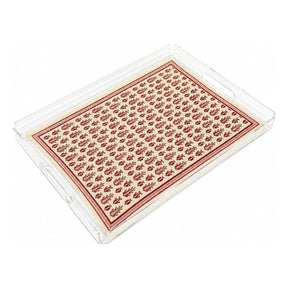 Inaash Fuchsia Cypress of Palestine Large Rectangle Plexi Tray in white background
