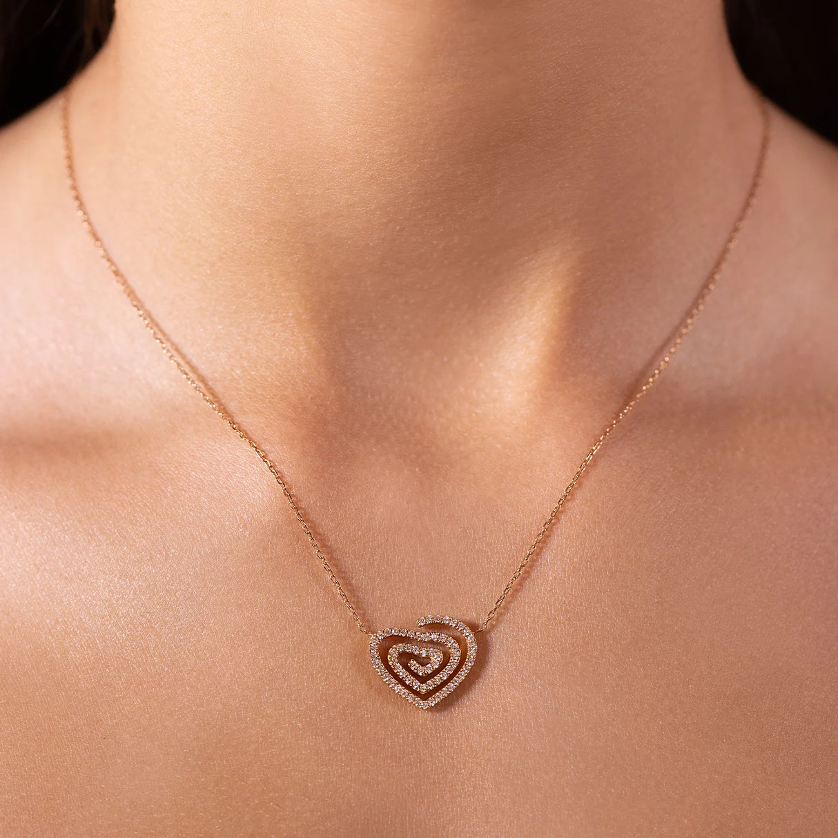 Kefi Jewelry 18k Rose Gold Maze of Heart Necklace
