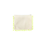 Mellow Canvas Neon Yellow Pom Pom Pouch with Embroidered Sun