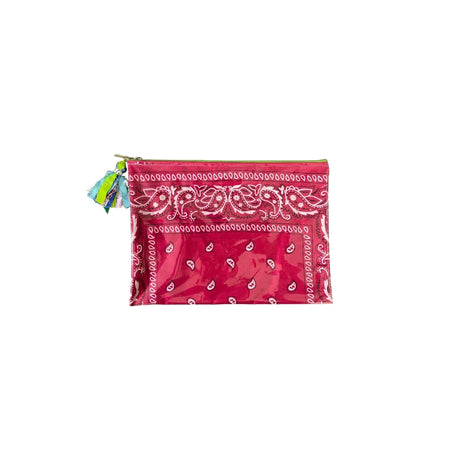 Mellow Cerise Bandana PVC Pouch with Embroidered Sunkissed