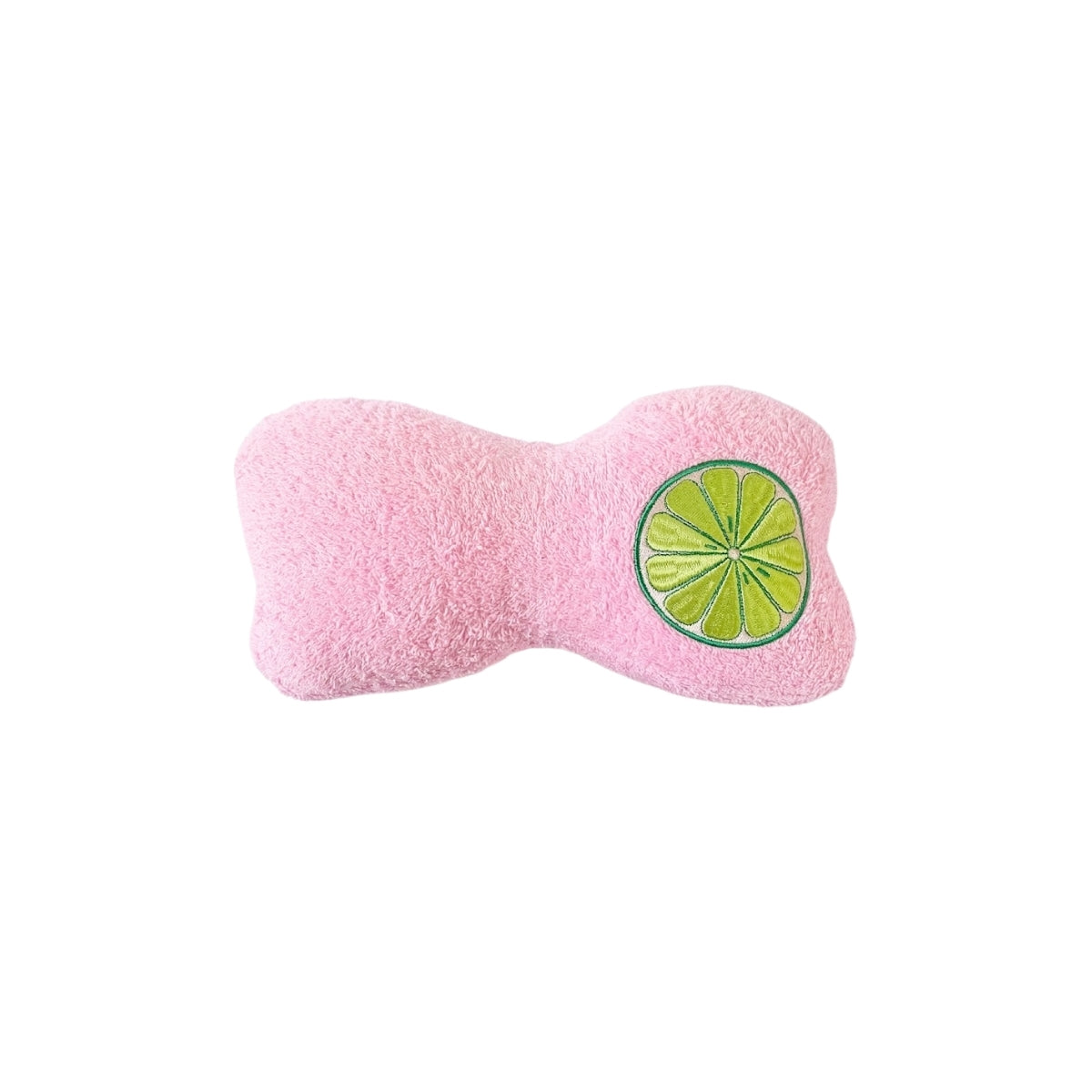 Pink Beach Pillow with Embroidered Lime