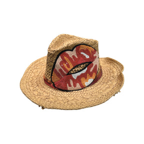 Moov In Style Lips Embellished Vibrant Straw Hat