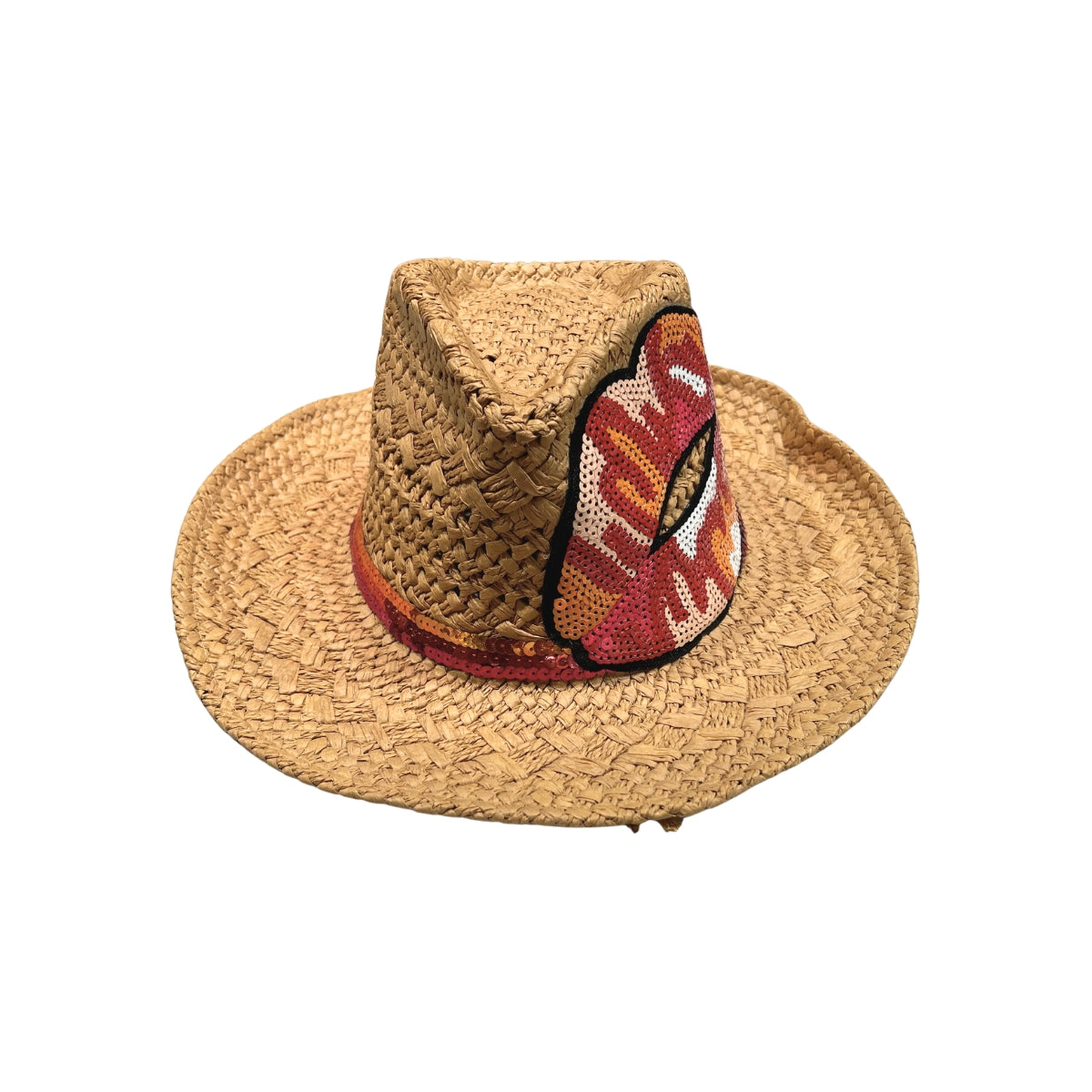 Moov In Style Lips Embellished Vibrant Straw Hat