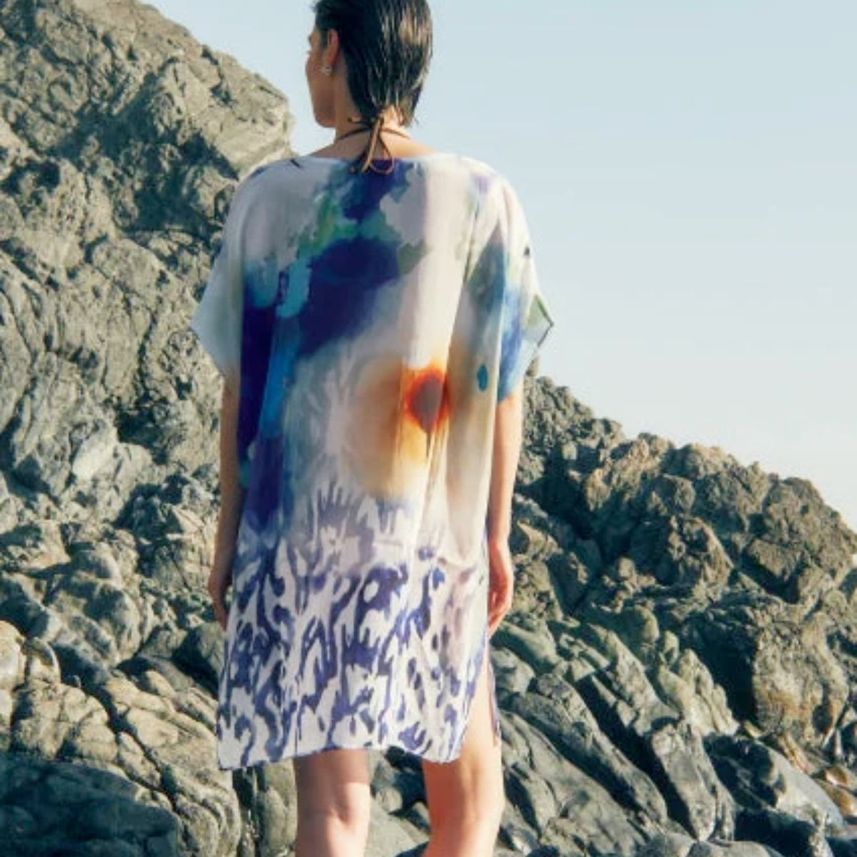 Dhara Sheth Ciel and Sand Sheer Short Kaftan