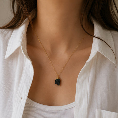 Raw Black Tourmaline Necklace