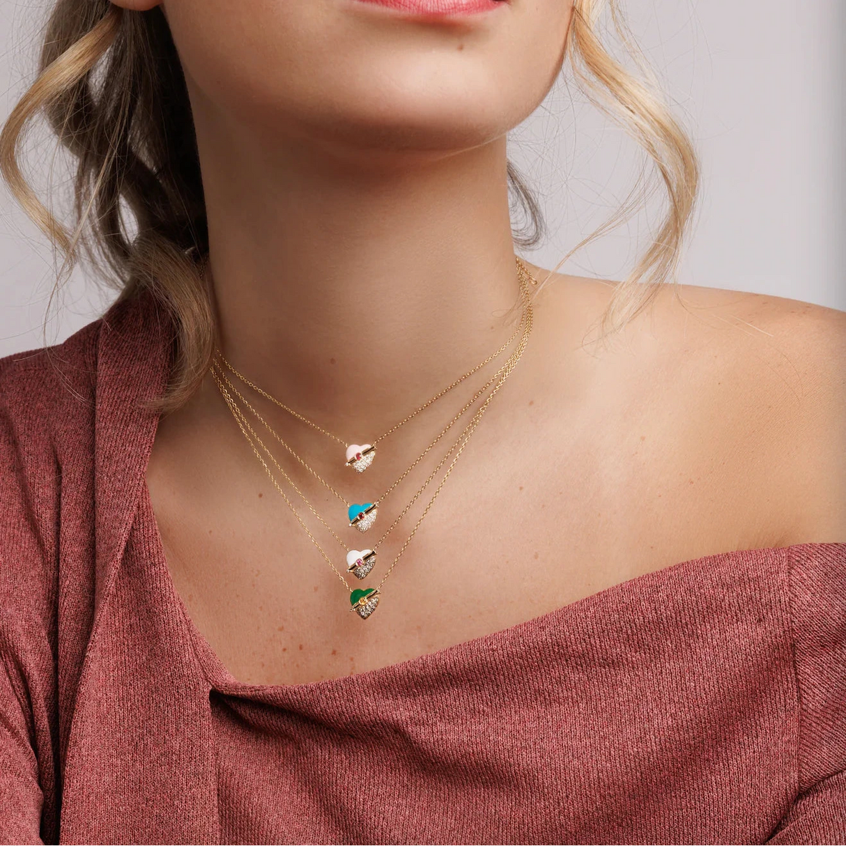 Buy J Boghossian 18k Gold White Mini Sienna Heart Necklace Online for Women | Free 3-Hour Delivery in Dubai | Boom & Mellow UAE