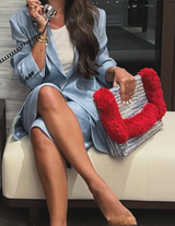 Basma Collection Navy Blue Fringed Woven Clutch Bag Online for Women | Free 3-Hour Delivery in Dubai | Boom & Mellow UAE