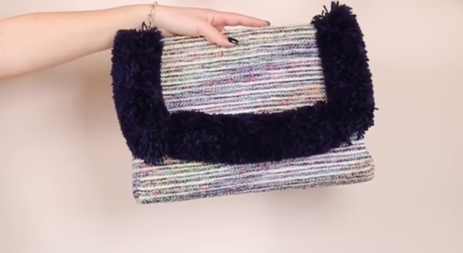 Basma Collection Navy Blue Fringed Woven Clutch Bag Online for Women | Free 3-Hour Delivery in Dubai | Boom & Mellow UAE