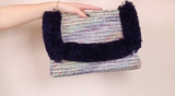 Basma Collection Navy Blue Fringed Woven Clutch Bag Online for Women | Free 3-Hour Delivery in Dubai | Boom & Mellow UAE