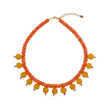 Vishnu Semi-Precious Stones Orange Cherries Beaded Necklace