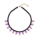 Vishnu Semi-Precious Stones Purple Cherries Beaded Necklace