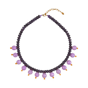 Vishnu Semi-Precious Stones Purple Cherries Beaded Necklace