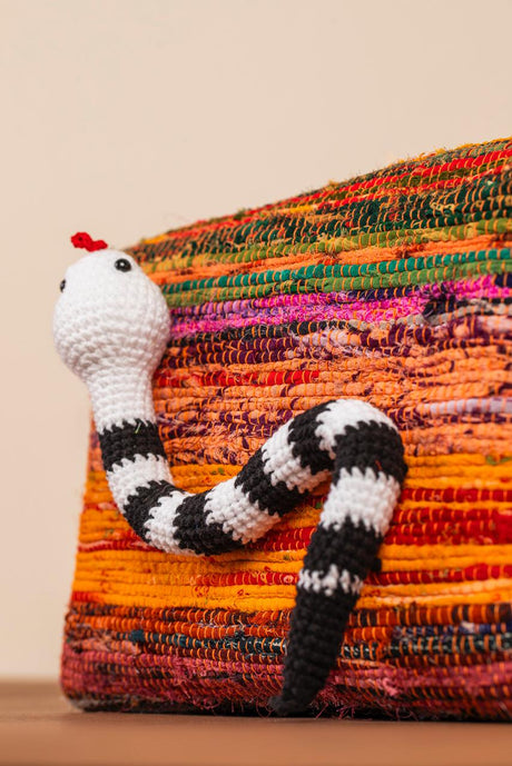 Basma Collection Sand Snake Multicolor Woven Pouch