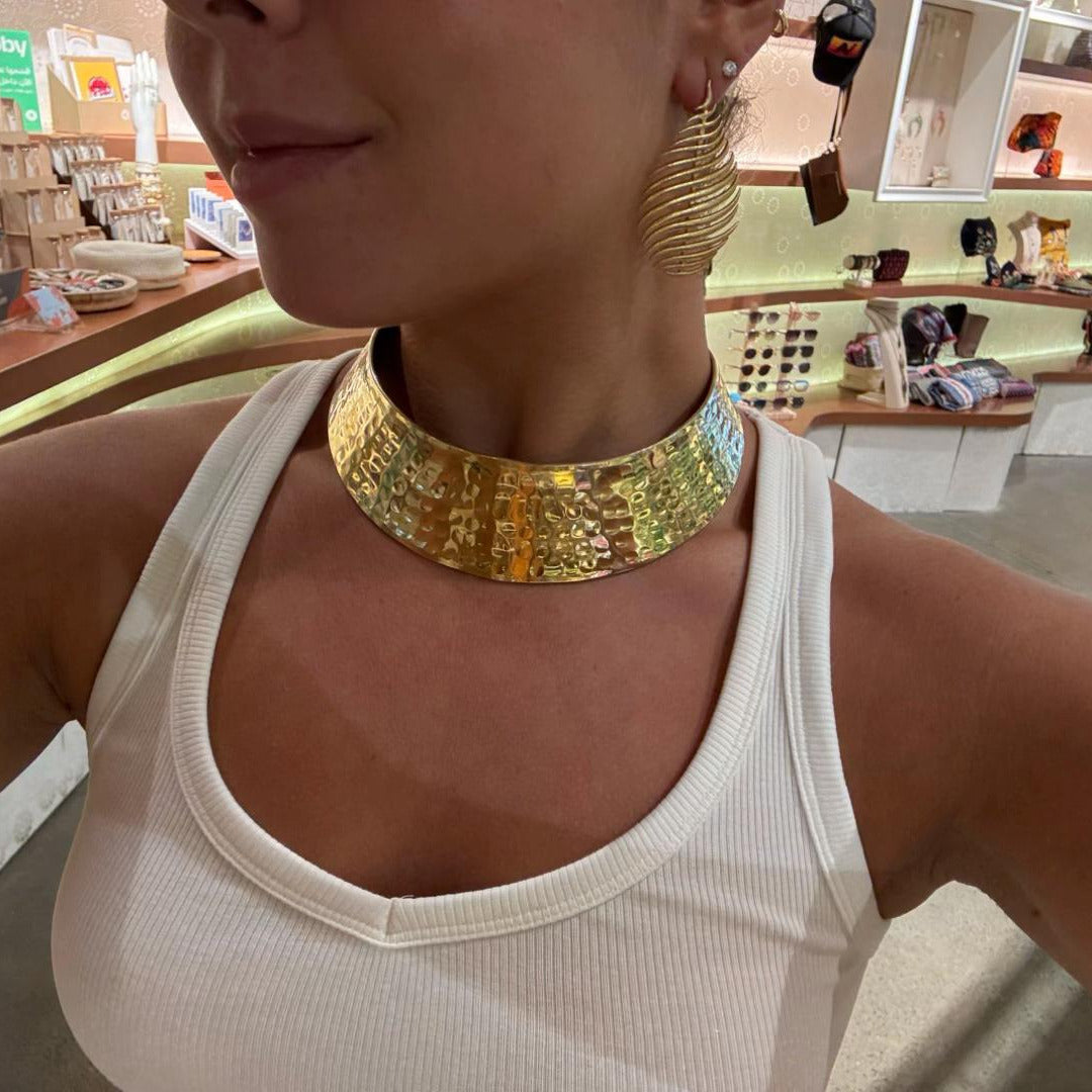 Hammered Wide Band Open Collar Choker