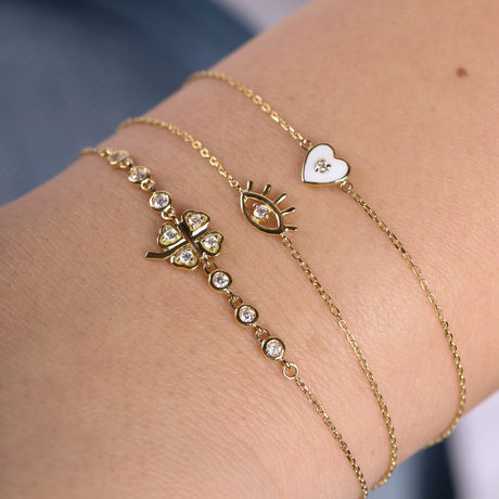 Alexa Jewelry 18k Gold Teeny Evil Eye Bracelet