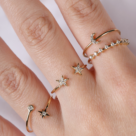 Alexa Jewelry 18k Gold Crescent Moon Ring