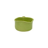 Back view of Nayla's Ceramics lime green wavy round ceramic bowl showing the handcrafted glaze finish