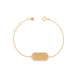 Orchid Jewelry 18k yellow gold chain bracelet featuring an engraved Ayatul Kursi plaque framed by pave diamonds