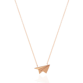 By Delcy 18k Pink Gold Origami Plane Necklace