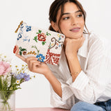 Soft Blossom Patch Embroidery Pouch