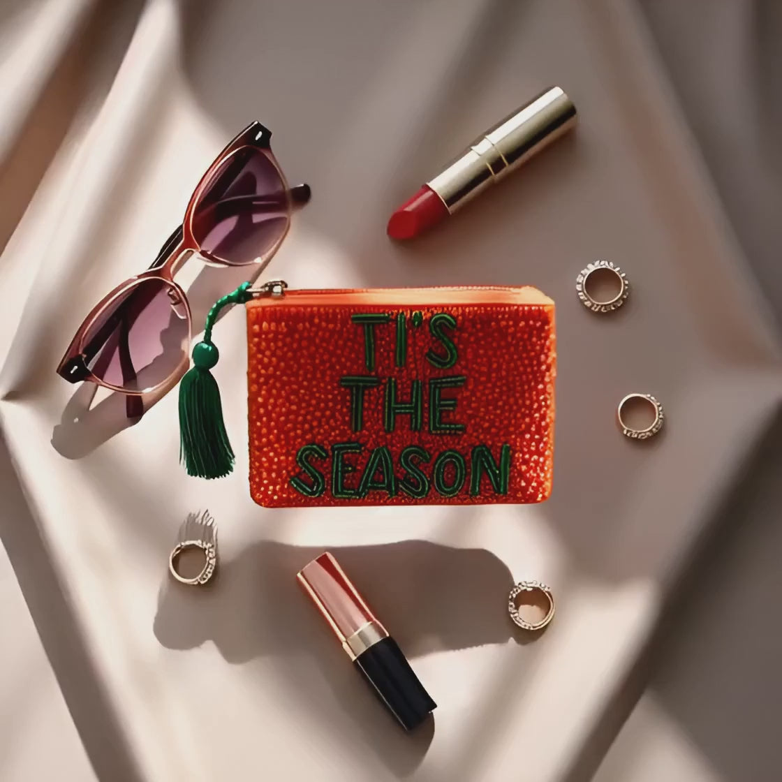 Holiday Spirit Embroidered Pouch