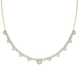 14k gold necklace with graduated round lab-grown diamonds set in open prong settings along a delicate cable chain, fine jewelry with IGI certification