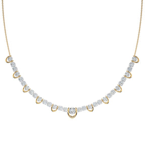 14k gold necklace with graduated round lab-grown diamonds set in open prong settings along a delicate cable chain, fine jewelry with IGI certification