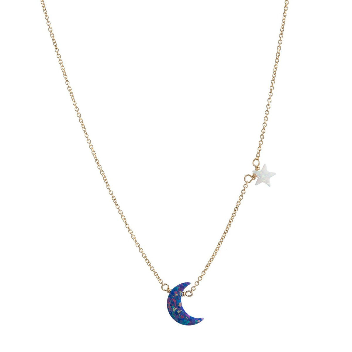 Buy Bara Boheme Opal Dark Blue Moon & White Star Necklace Online for Women | Free 3-Hour Delivery in Dubai | Boom & Mellow UAE