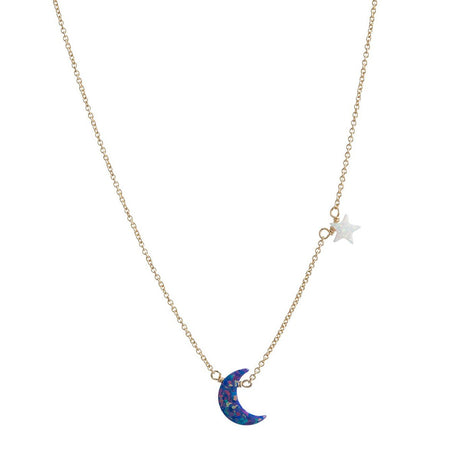 Buy Bara Boheme Opal Dark Blue Moon & White Star Necklace Online for Women | Free 3-Hour Delivery in Dubai | Boom & Mellow UAE