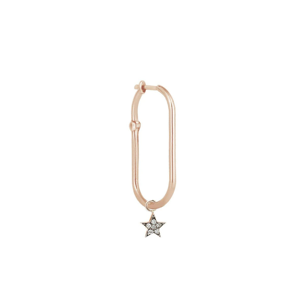 14k Rose Gold Star Equality Hoop Earring with White Diamond | Kismet by Milka | Fine Jewelry | Earring
