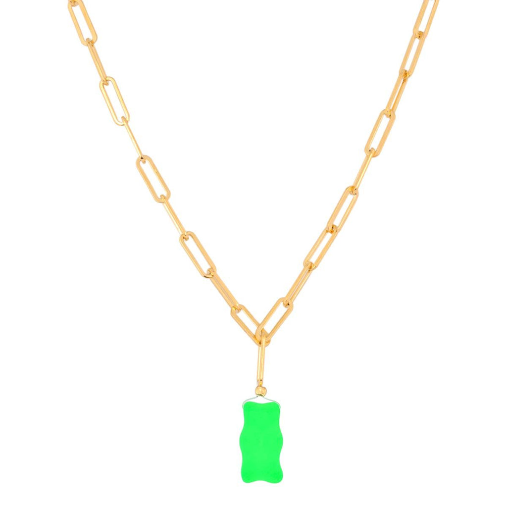 Sorbet Island Neon Green Gummy Bear Necklace | Boom & Mellow