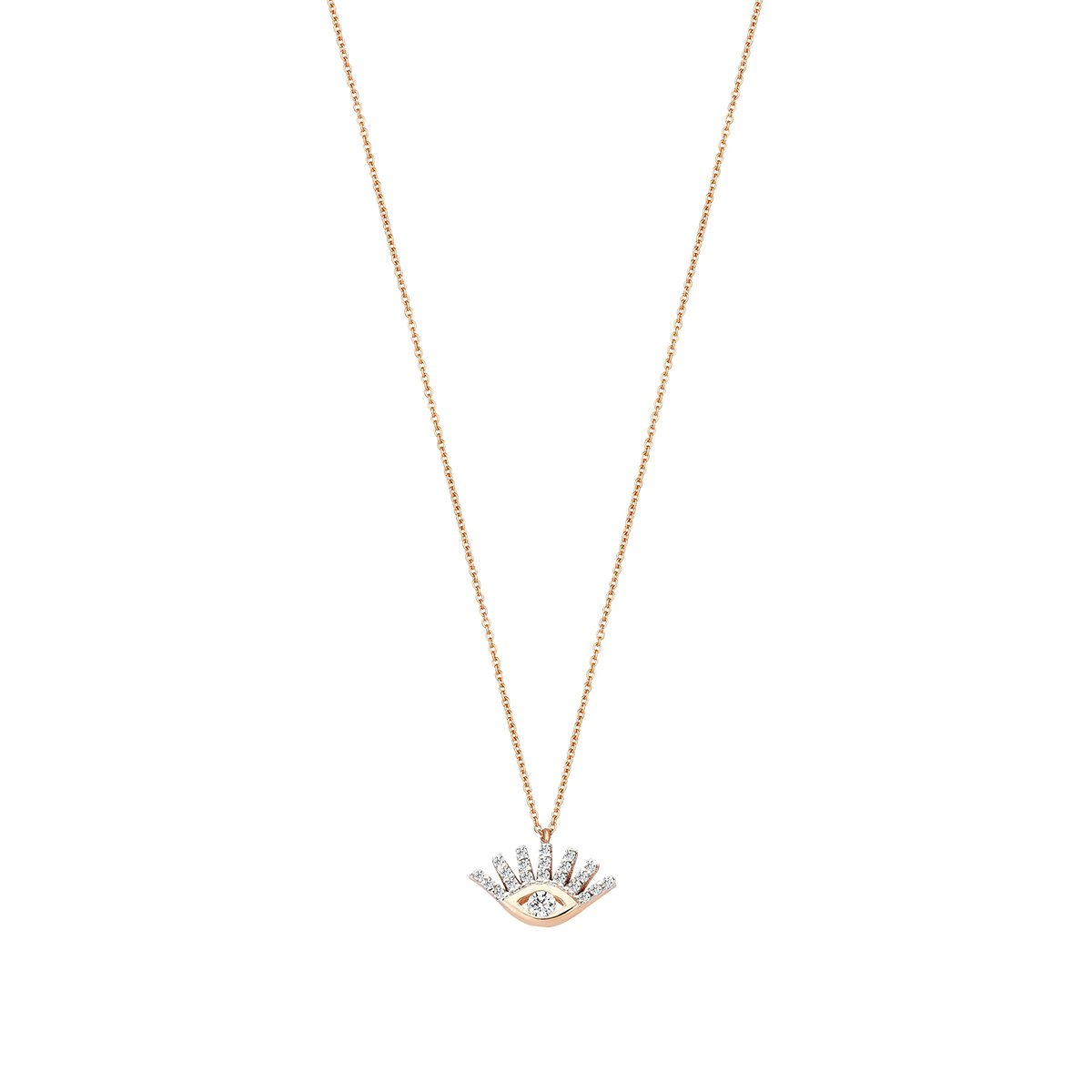 Buy Kismet by Milka 14k Rose Gold Evil Eye Necklace Online for Women | Free 3-Hour Delivery in Dubai | Boom & Mellow UAE
