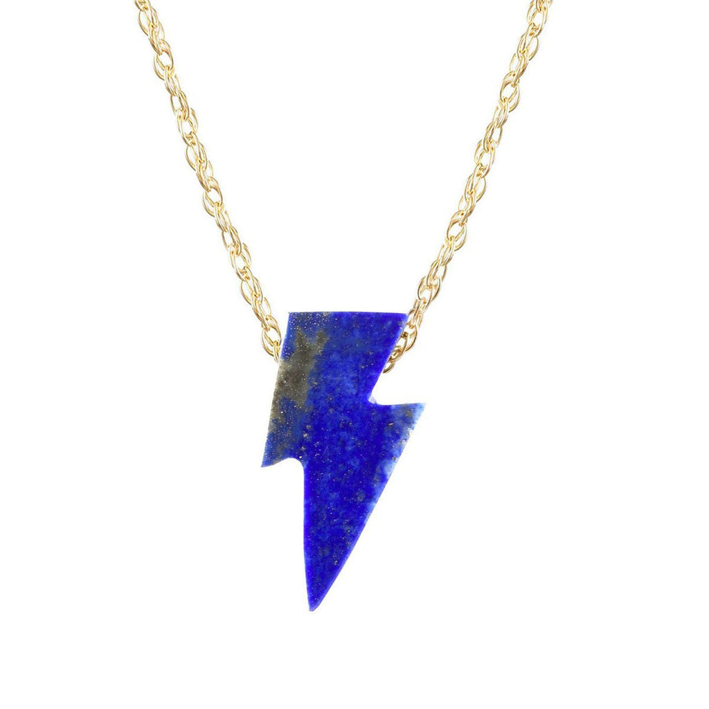 Kris Nations Blue Lapis Lightning Bolt Necklace | Boom & Mellow
