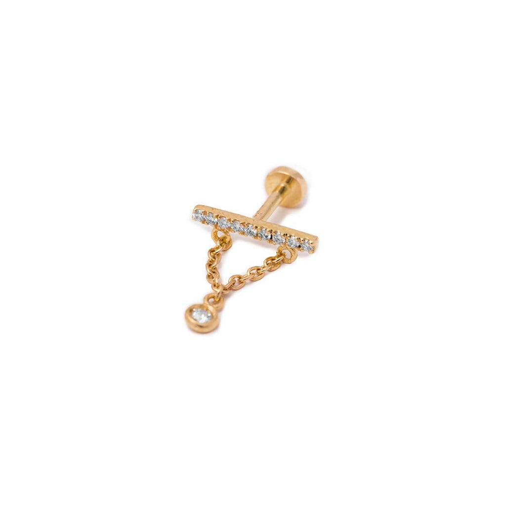 Karolyn Brown Bar with Dangle Chain Solitaire Piercing | Boom & Mellow