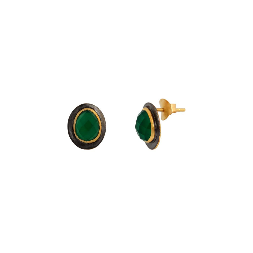 Treisi Green Chalcedony Pear Stud Earrings | Boom & Mellow
