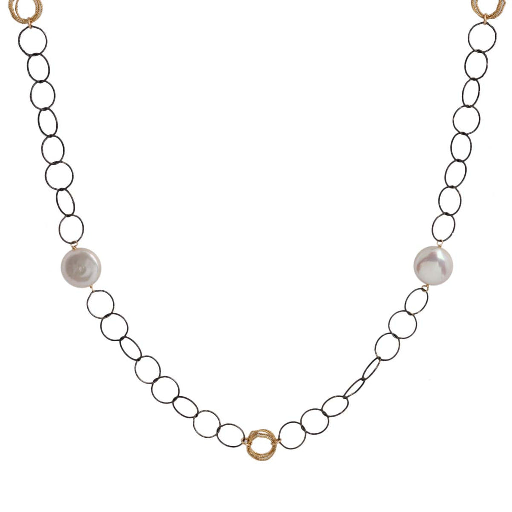 Treisi Pearls Twisted Hoop Necklace | Boom & Mellow