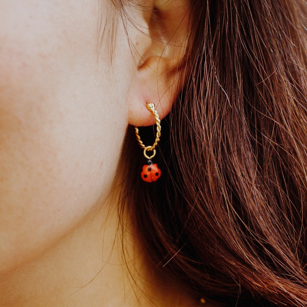 Nach Bijoux Ladybug Mini Hoop Earring | Boom & Mellow