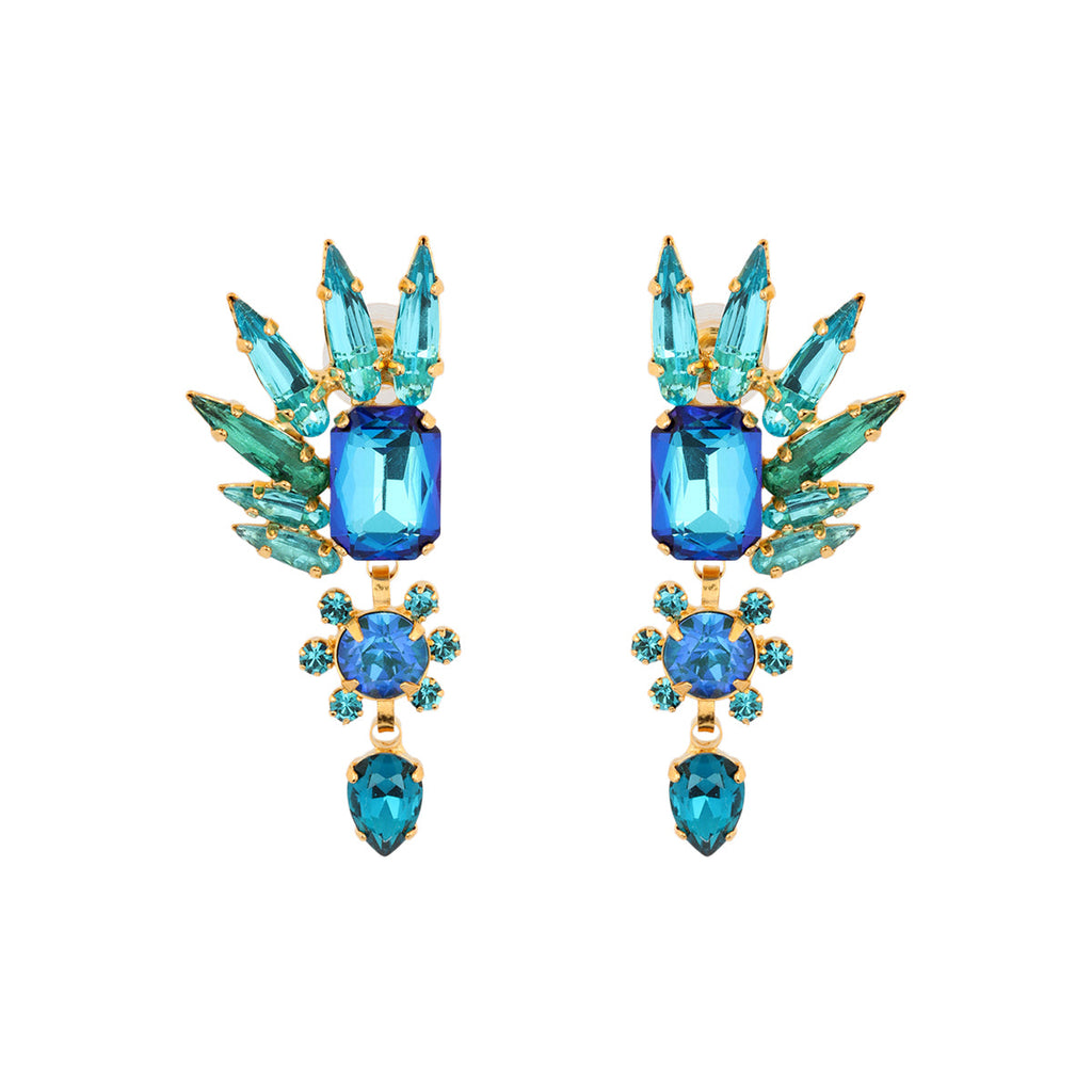Elizabeth Cole Abrielle Blue Crystal Drop Earrings | Boom & Mellow