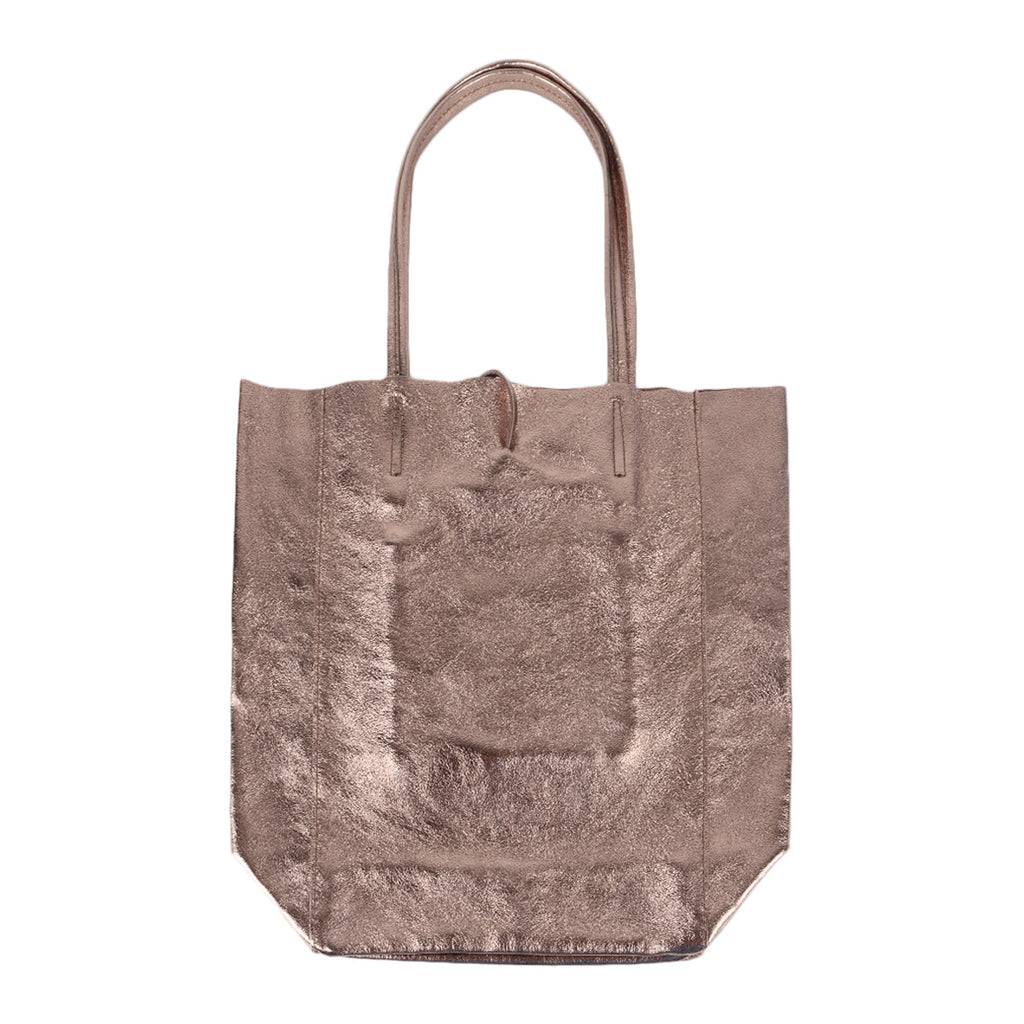 Marlon Laminated Metallic Leather Shopper Bag | Boom & Mellow