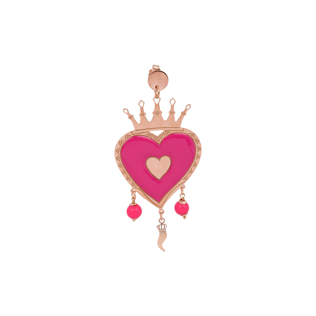 Thomas i Gioielli Fuchsia Crowned Heart Earring | Boom & Mellow