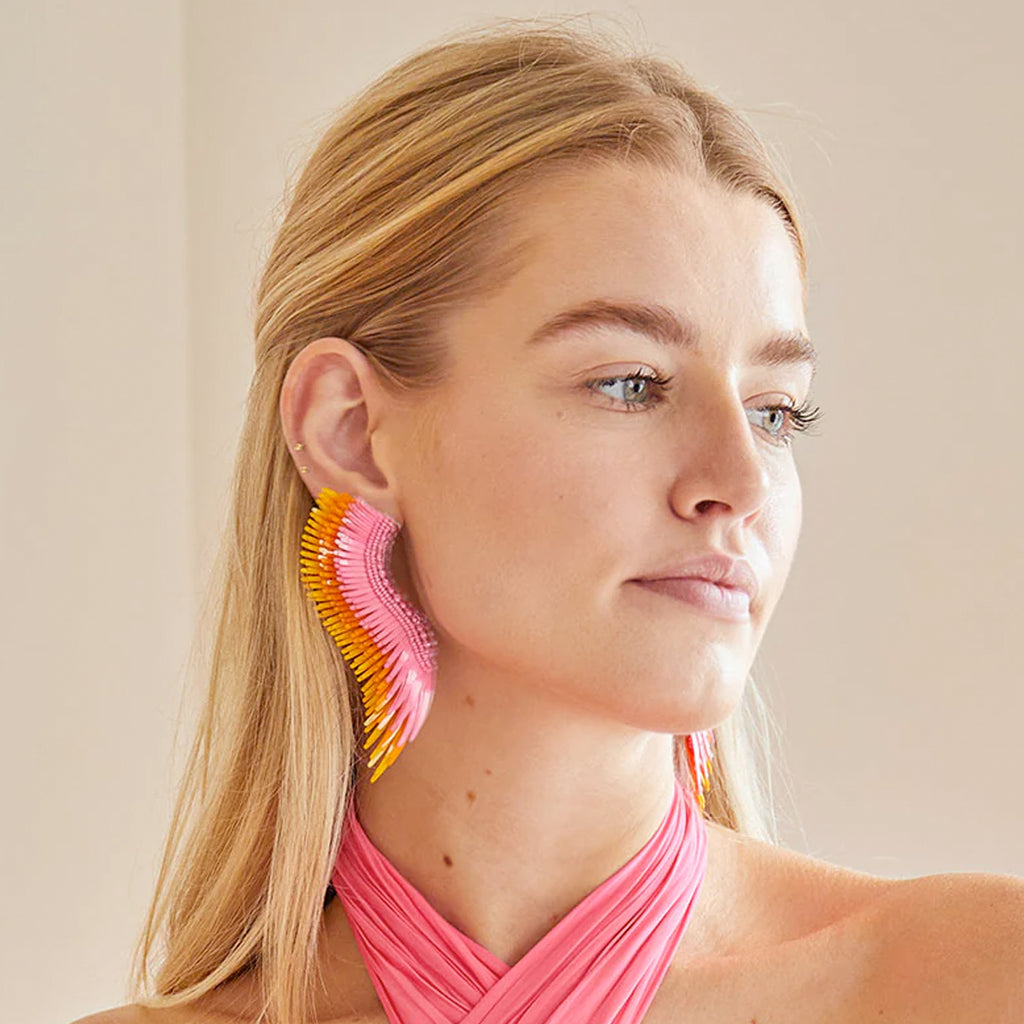 Mignonne Gavigan Orange Pink Triple Ombre Madeline Earrings | Boom & Mellow