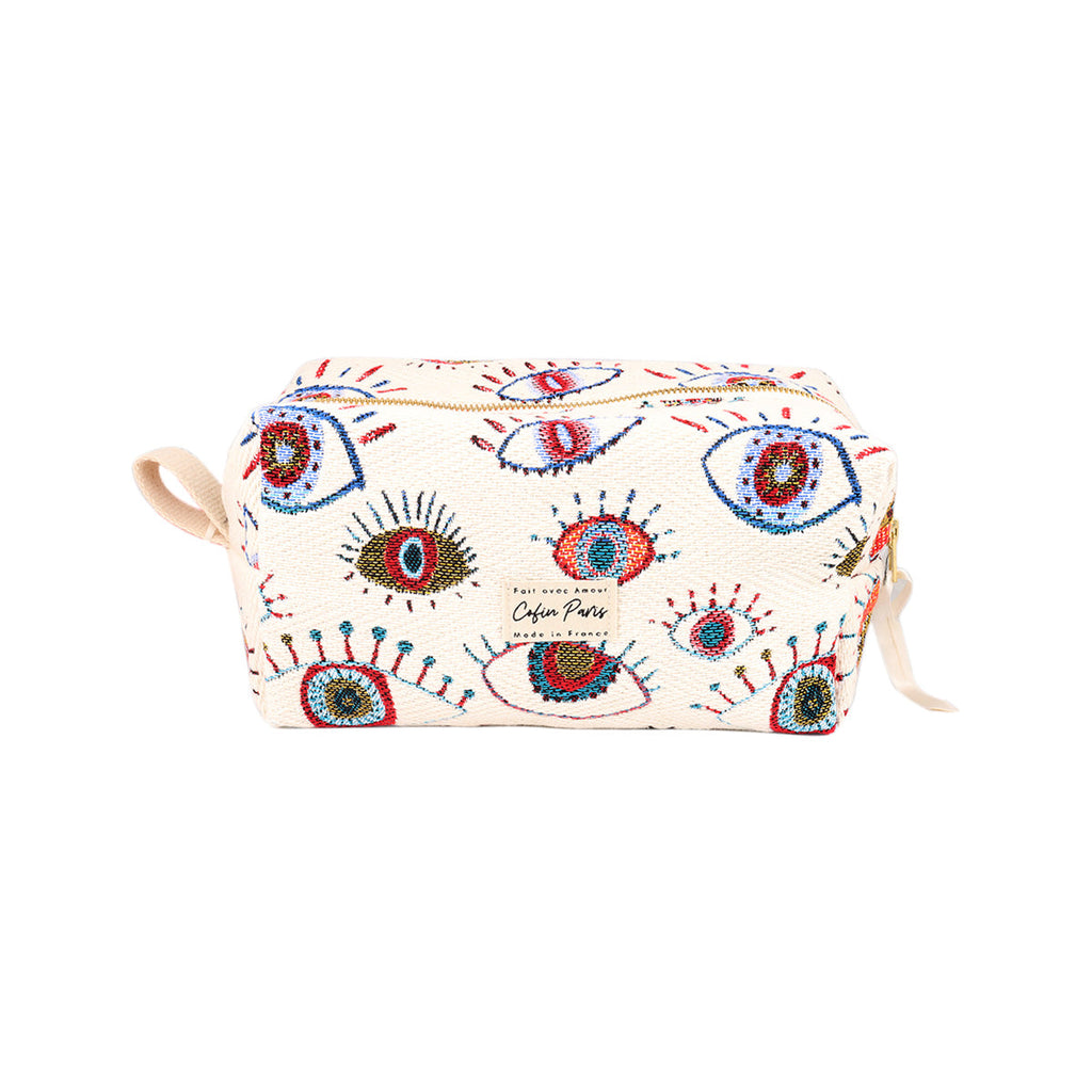 Cofin Paris Colorful Eyes White Toiletry Bag | Boom & Mellow