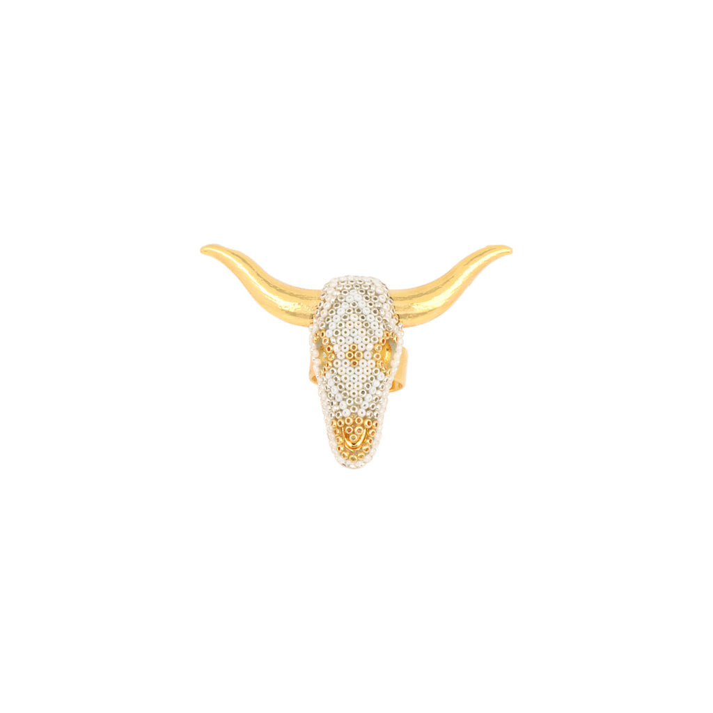 Morena Corazon White Bull Skull Ring | Boom & Mellow