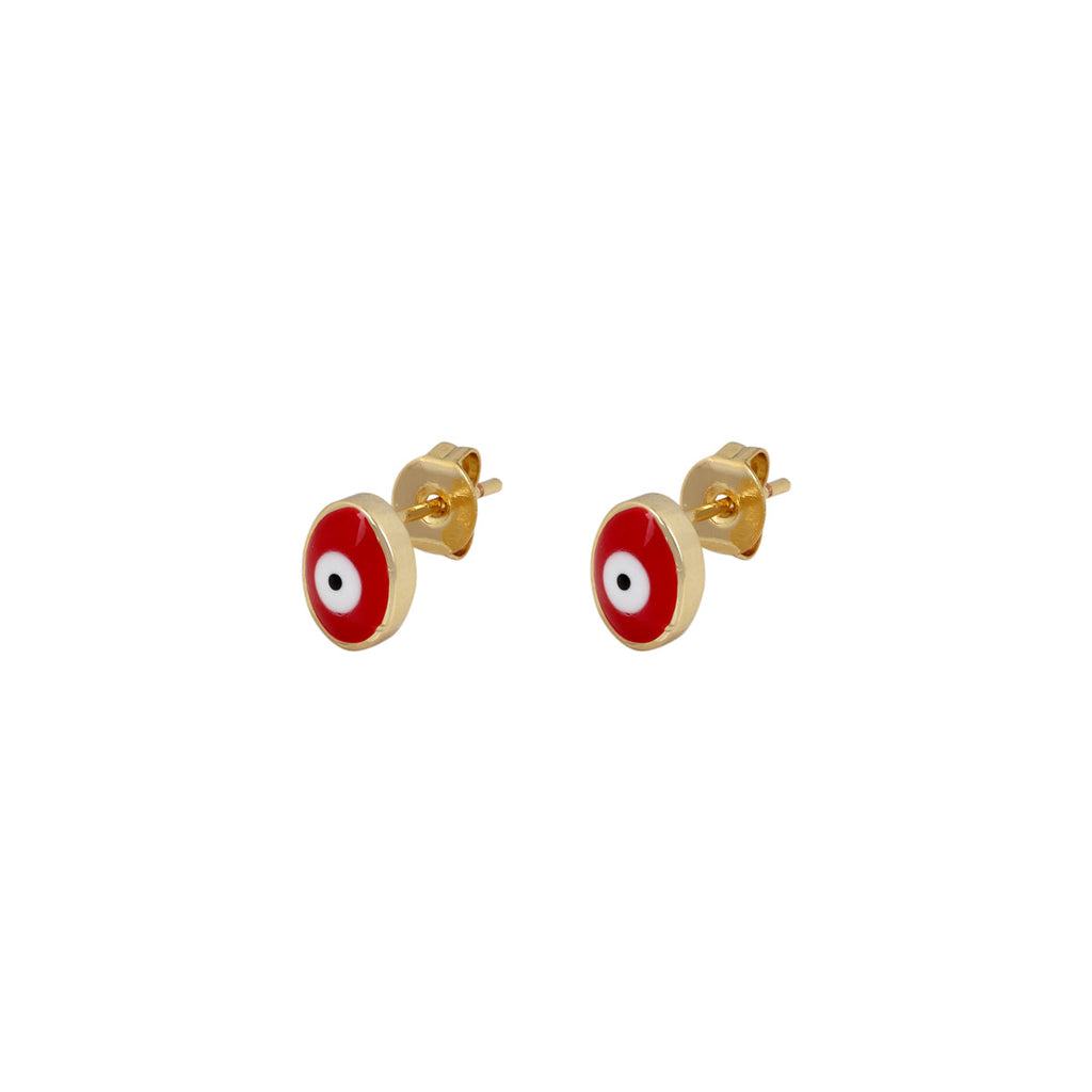 You & Eye Oval Red Evil Eye Stud Earrings | Boom & Mellow